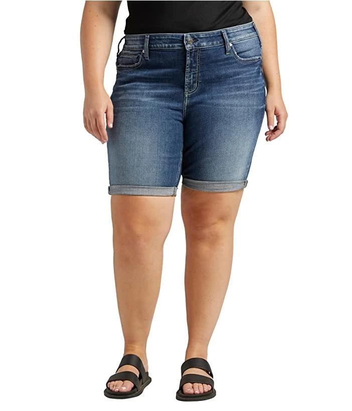 Silver Jeans Co. Elyse Denim Bermuda Shorts in Indigo at Nordstrom, Size 14W