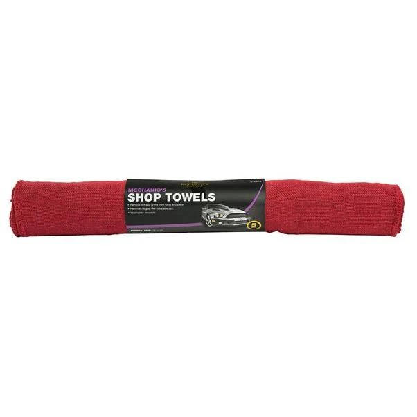 Shop Towel, Red Cotton, 13 x 14-In., 5-Pk.