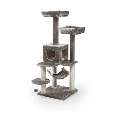 Prevue Pet Products Kitty Power Paws Plush Party Tower Gray 7310, 15.25" H, 35 LBS, Grey