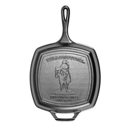 Lodge Yellowstone 10.5 Inch Seasoned Square Cast Iron Cowboy Grill Pan