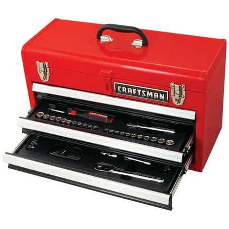 Craftsman 1/4 and 3/8 in. drive Metric/SAE 6 and 12 Point Mechanics Tool Set with Hard Case 104 pc