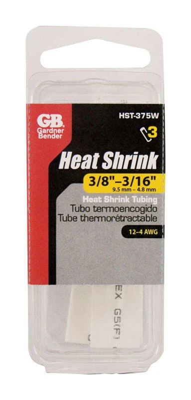 Gardner Bender 3/8 in. D Heat Shrink Tubing White 3 pk