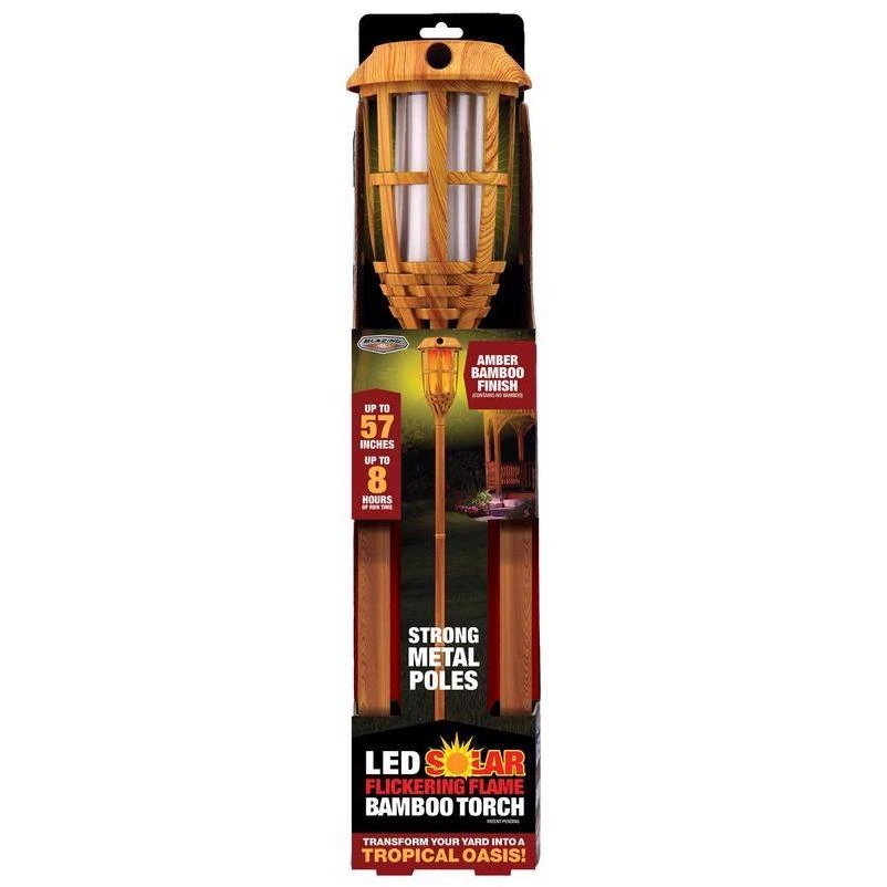 Blazing LEDz Amber Metal 57 in. 31 Flickering Flame Bamboo Torch 1 PK