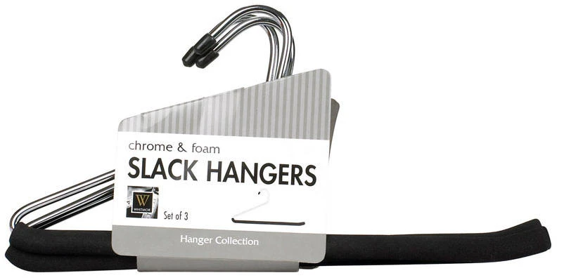 Whitmor 13-5/16 in. H X 1/2 in. W X 14-2/5 in. L Steel Black/Silver Slack Hanger 3 pk
