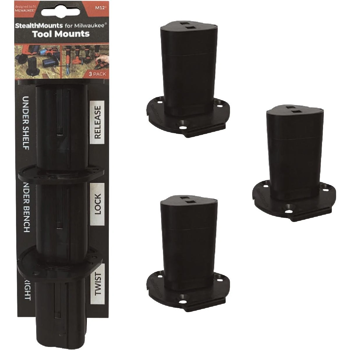 StealthMounts Tool Mounts for Milwaukee M12 (3-Pack)