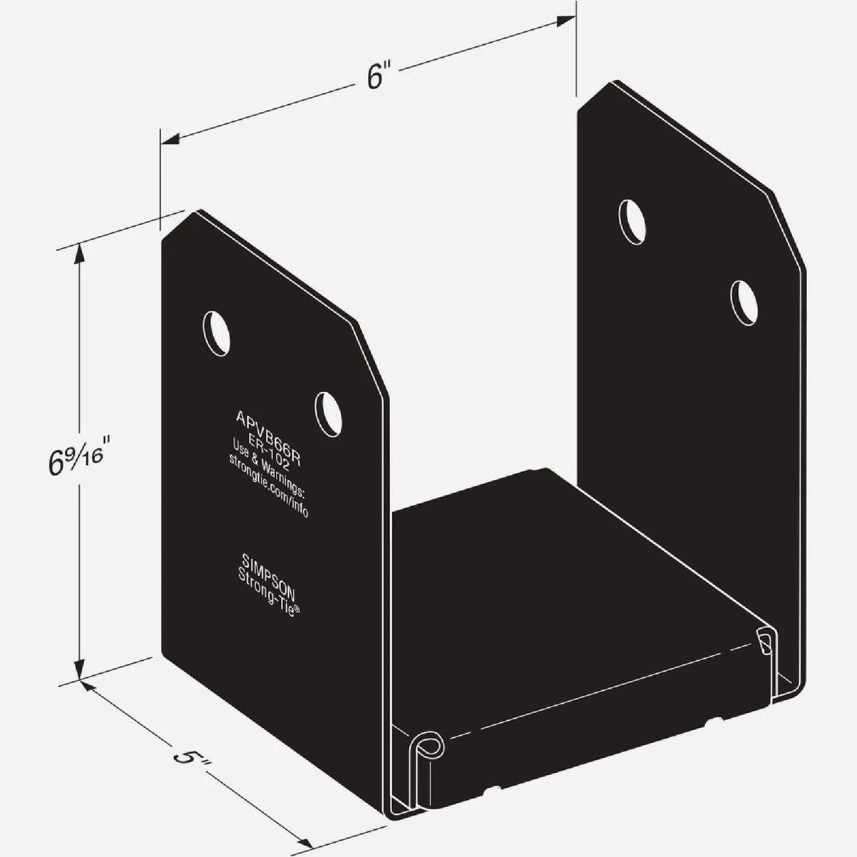Simpson Strong-Tie 6 In. x 6 In. 16 ga Black Z-Max Post Base