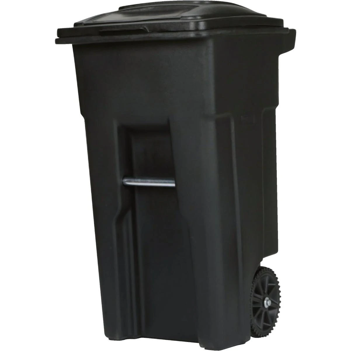 Toter 32 Gal. Black Outdoor Trash Can With Attached Lid and Wheels
