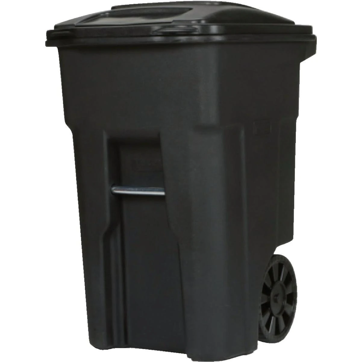 Toter 48 Gal. Black Outdoor Trash Can With Attached Lid and Wheels