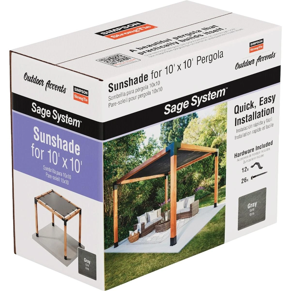 Simpson Strong-Tie Outdoor Accents Sage System Sunshade for 10 Ft. x 10 ...