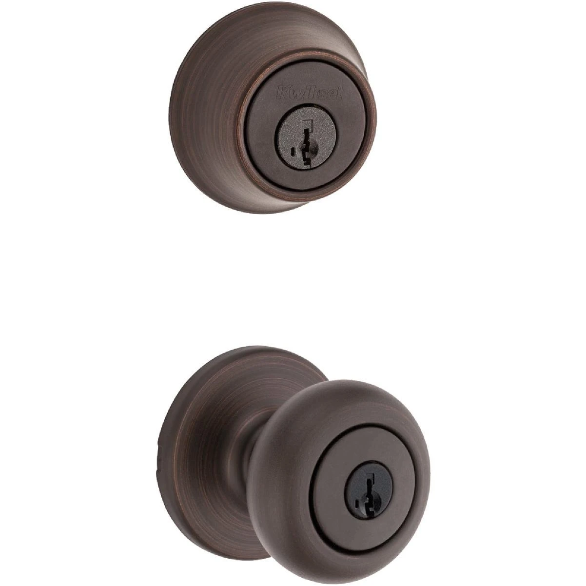 Kwikset Cove Venetian Bronze Combo Deadbolt and Door Knob Project Kit With SmartKey