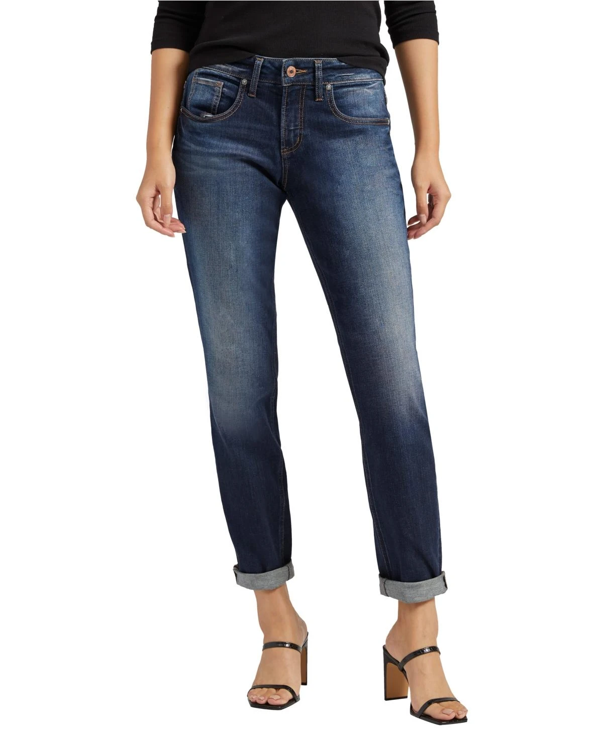 Silver Jeans Co. Women's Boyfriend Mid Rise Slim Leg Jeans