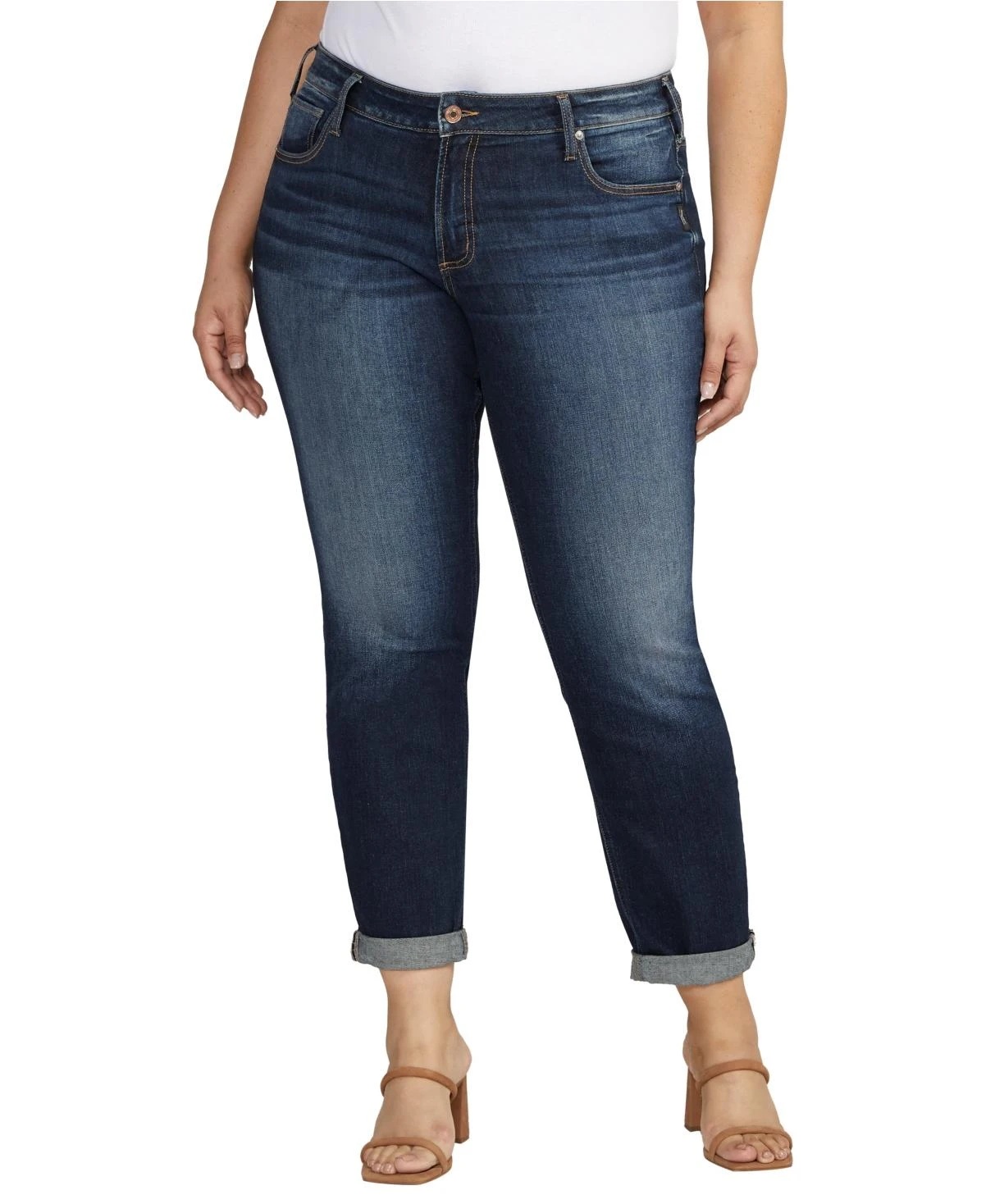 Silver Jeans Co. Plus Size Boyfriend Mid Rise Slim Leg Jeans