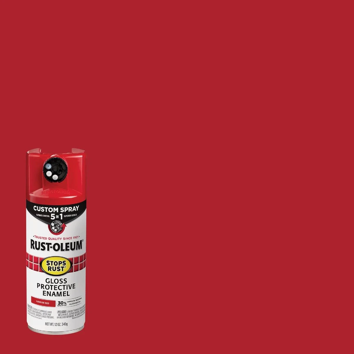 Rust-Oleum Stops Rust 12 Oz. Custom Spray 5 in 1 Gloss Spray Paint, Sunrise Red