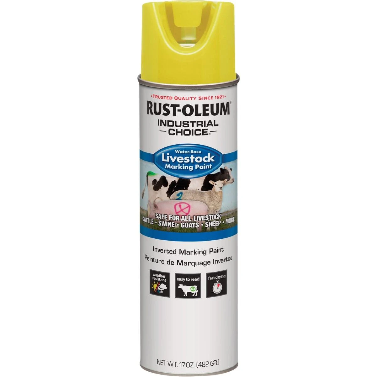 Rust-Oleum Industrial Choice 17 Oz. Fluorescent Yellow Livestock Marking Paint