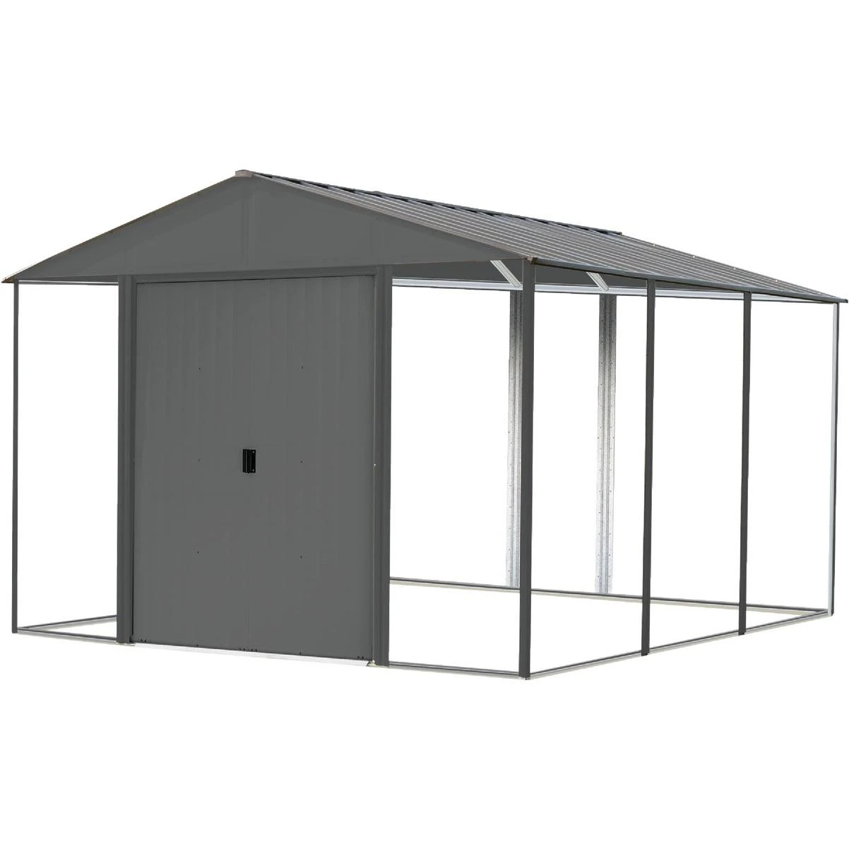 Arrow Ironwood 10 Ft. x 12 Ft. Galvanized Steel Hybrid Shed Kit, Anthracite