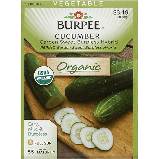Burpee Seeds, Organic, Cucumber, Garden Sweet Burpless Hybrid