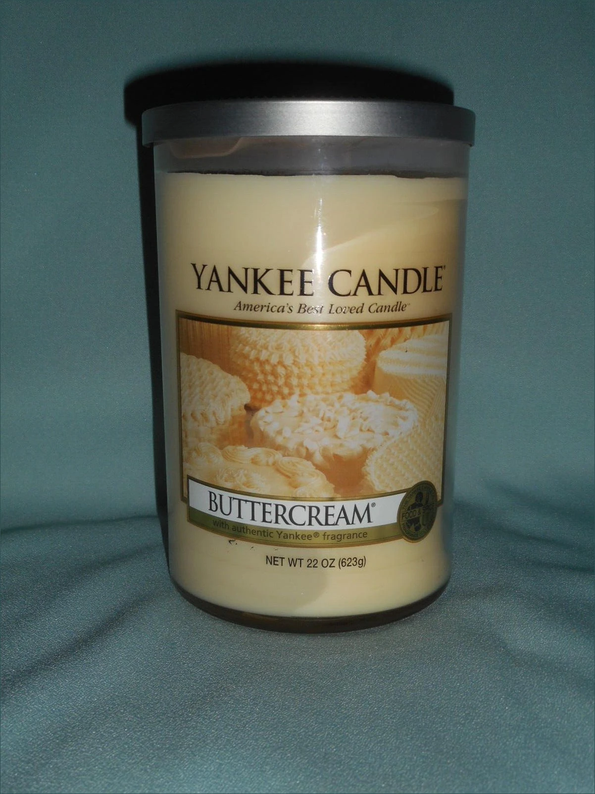 Yankee Candle Buttercream Original 22 Ounce 2 Wick Container Candle White Label
