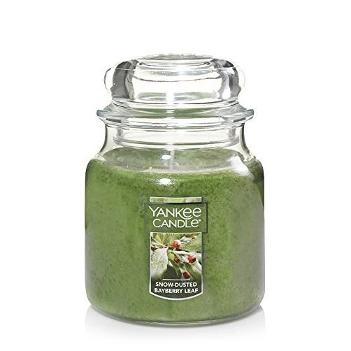 Yankee Candle Snow Dusted Bayberry Leaf Scented, Classic 14.5oz Medium Jar Single Wick Over 65 Hours Of Burn Time