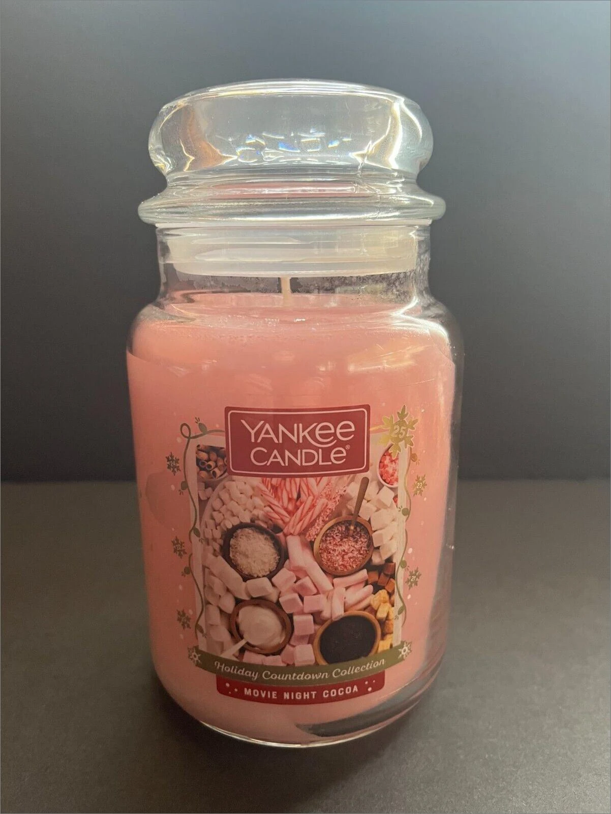 Yankee Candle MOVIE NIGHT COCOA Large Jar 22 Oz Pink Housewarmer New