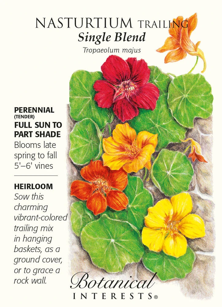 Botanical Interests Single Blend Trailing Nasturtium Seeds  4 g