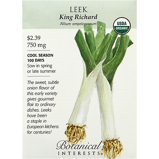 Botanical Interests Seeds, Leek, King Richard