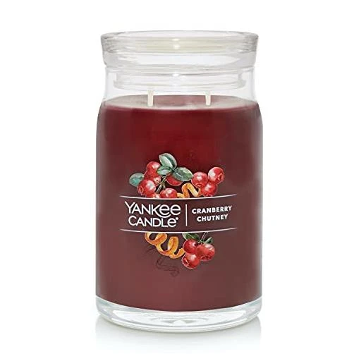 Yankee Candle Cranberry Chutney Scented, Signature 20oz Large Jar 2-Wick Over 60 Hours Of Burn Time