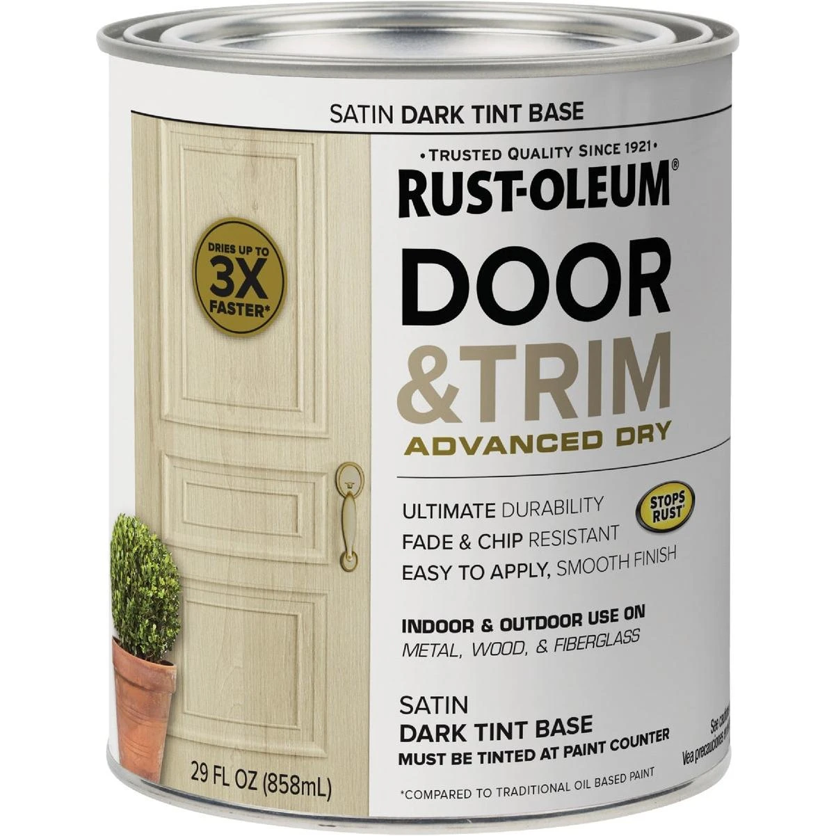 Rust-Oleum Stops Rust 1 Qt. Satin Dark Tint Base Door and Trim Paint