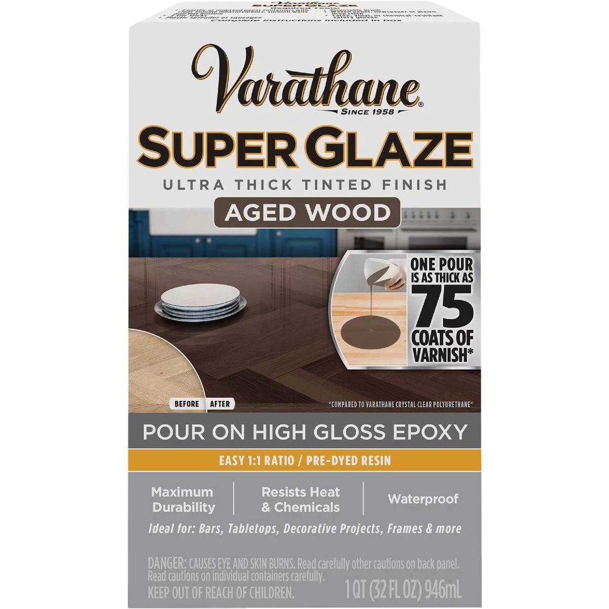 Varathane 1 Qt. Super Glaze Pour-On High Gloss Aged Wood Epoxy Resin