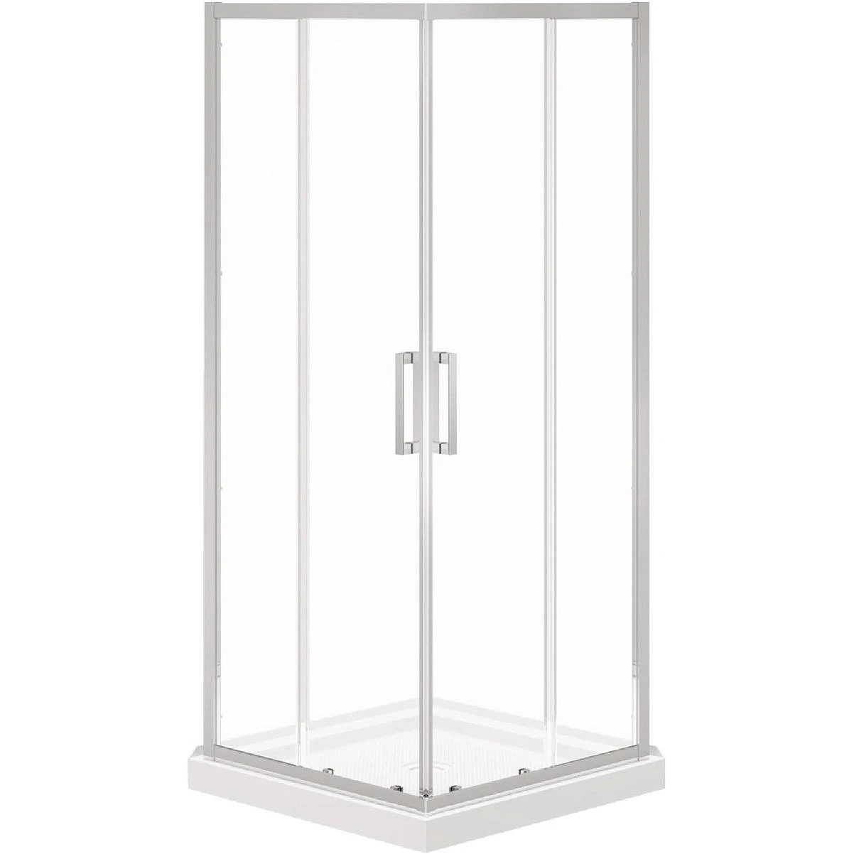 Maax Scarlet 32 In. L x 32 In. D x 78-3/4 In. H Acrylic Center Drain Corner Shower Kit in White with Clear Glass in Chrome