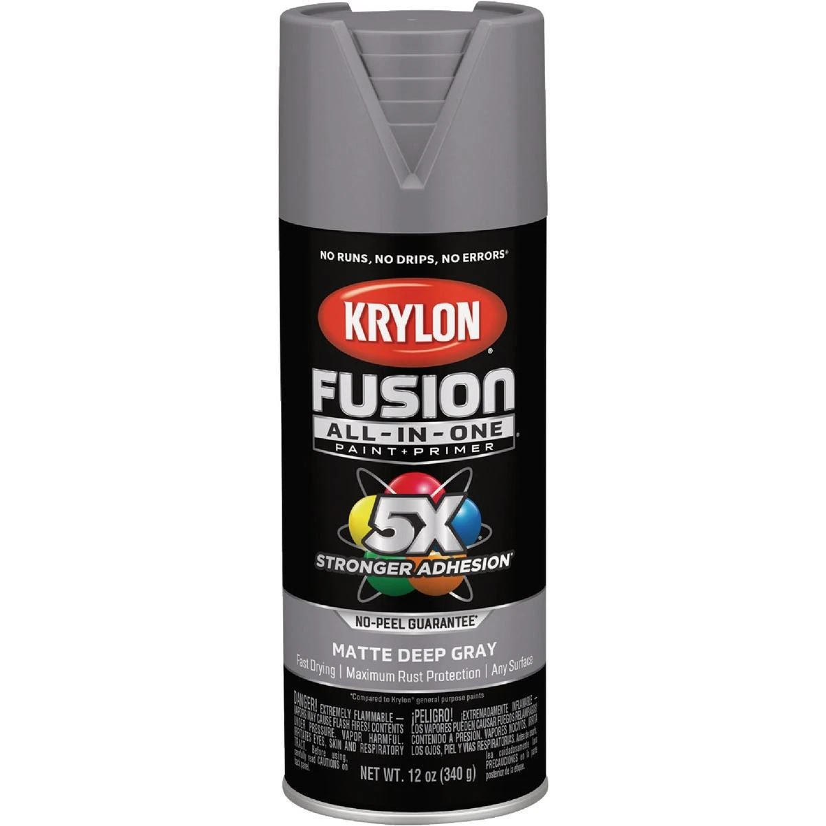 Krylon Fusion All-In-One 12 Oz. Matte Spray Paint, Deep Gray