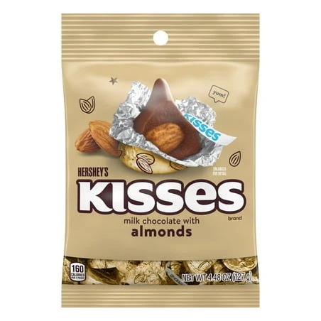 Hershey s Kisses Milk Chocolate with Almonds Candy  Individually Wrapped  4.48 oz