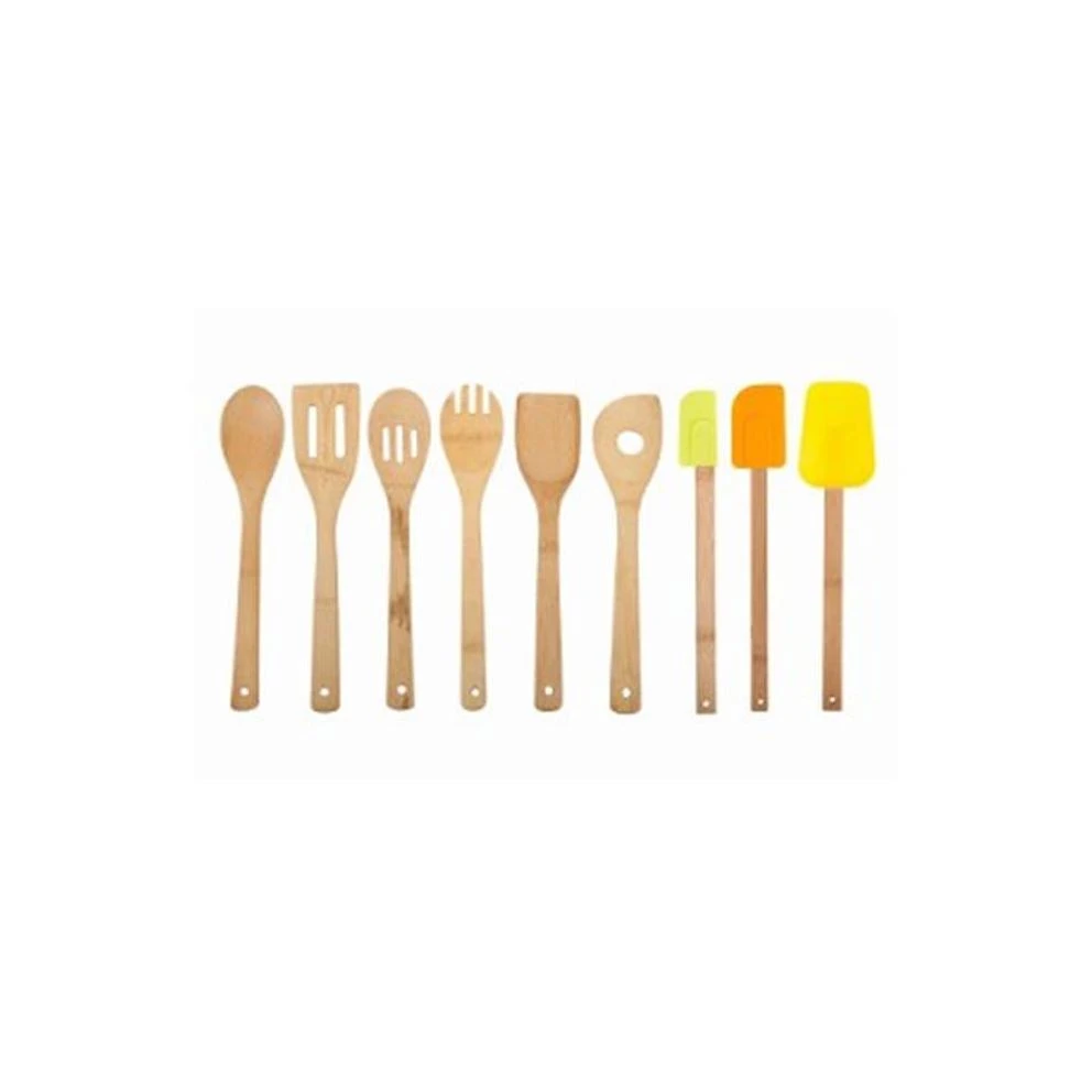 Nine Piece Bamboo Utensil Set Eco-Friendly Durable Kitchen Tools