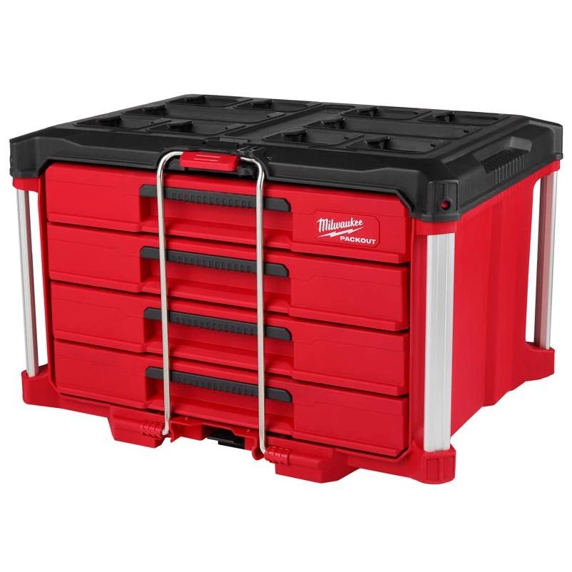 Milwaukee PACKOUT 22 in. Modular 4-Drawer Tool Box Black/Red