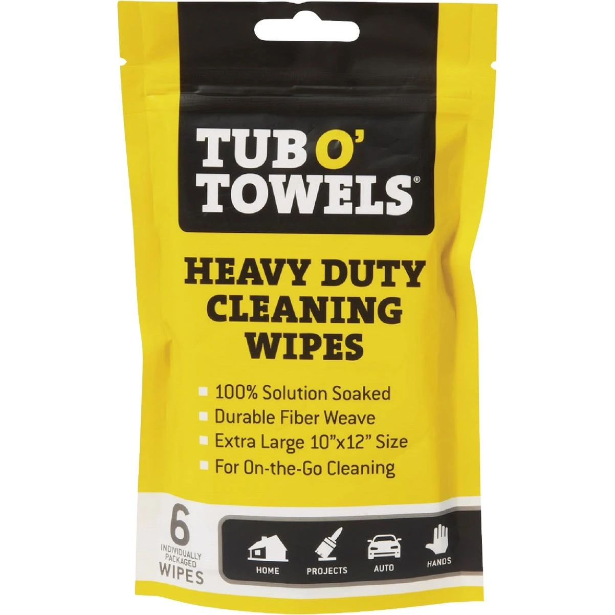 Tub O' Towels Heavy Duty Cleaning Wipes - Singles Pouch (6-Count)