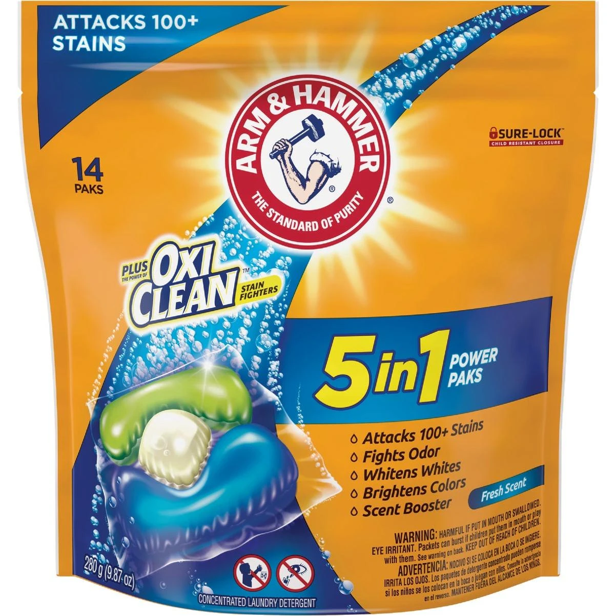 Arm & Hammer Plus Oxi Clean 5-In-1 Power Paks Laundry Detergent (14-Count)