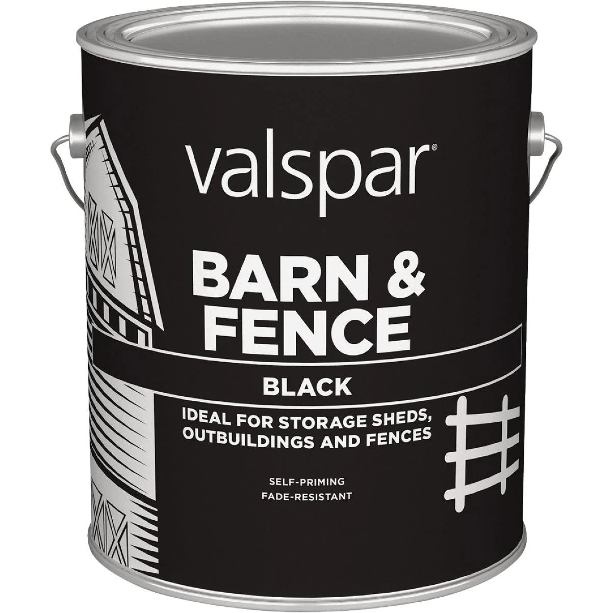Valspar Alkyd Exterior Oil Paint & Primer In One Barn & Fence Paint, Black, 1 Gal.