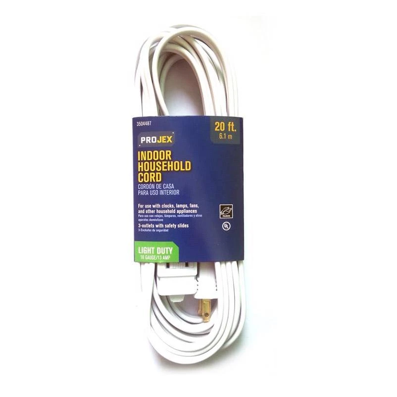 Projex Indoor 20 ft. L White Extension Cord 16/2 SPT-2