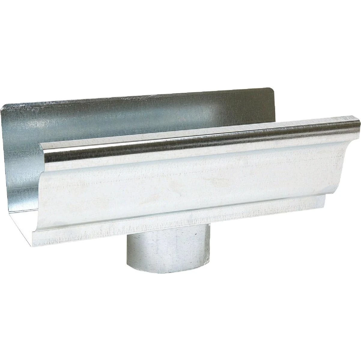 Amerimax 4 In. Galvanized Steel K-Style Gutter End with Outlet