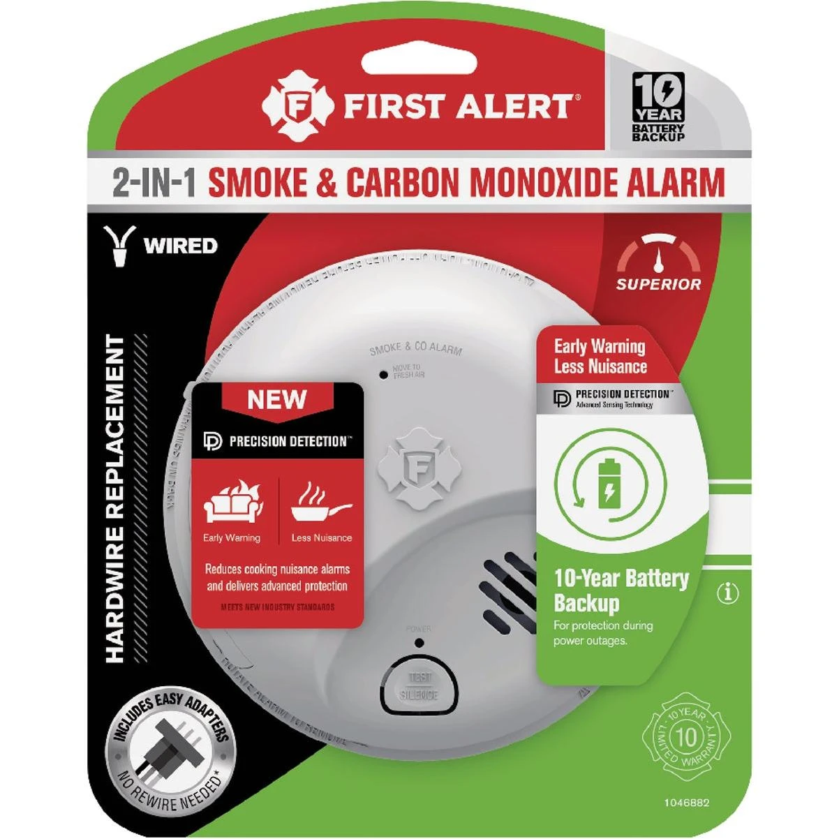 First Alert SMICO105-AC 2-In-1 Interconnect Hardwire Ionization Smoke & Carbon Monoxide Alarm