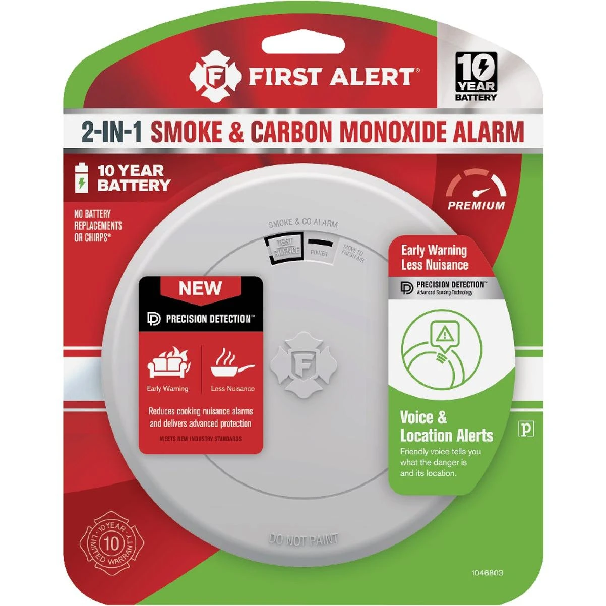 First Alert 2-In-1 10-Year Battery Photoelectric Smoke & Carbon Monoxide Alarm with Voice Alerts