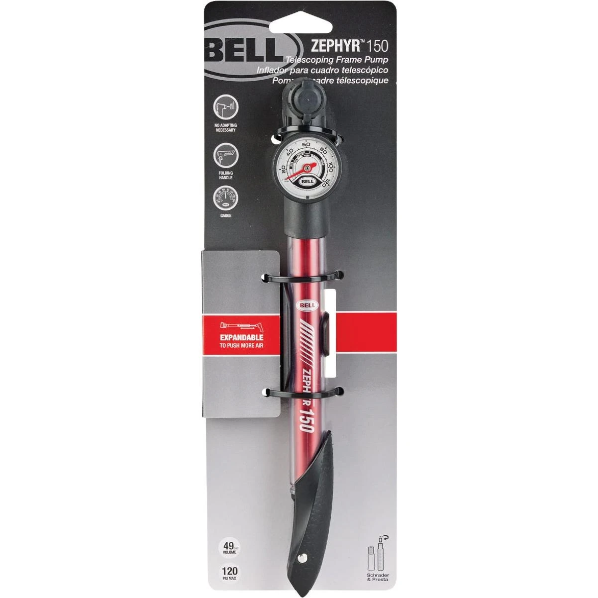 Bell Zephyr 150 Schrader/Presta Bicycle Frame Pump