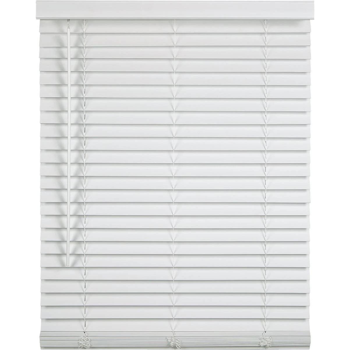 Home Impressions 59 In. x 64 In. x 2 In. White Faux Wood Cordless Blind