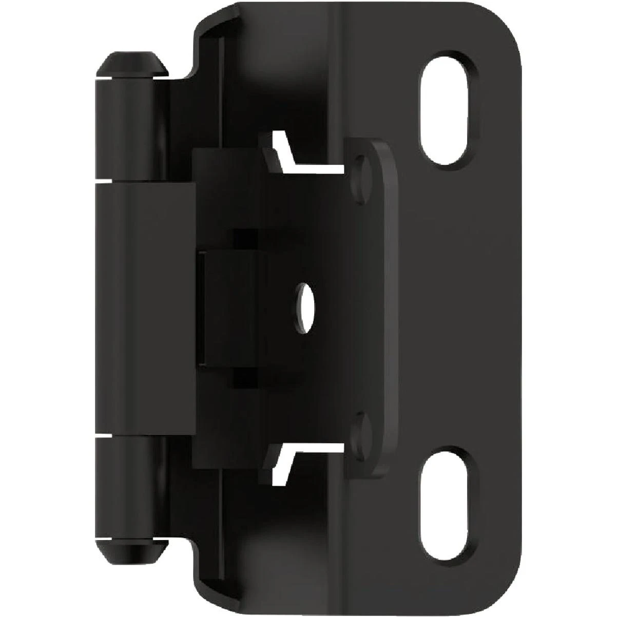 Amerock Overlay Self Closing Partial Wrap Matte Black Cabinet Hinge (2-Pack)