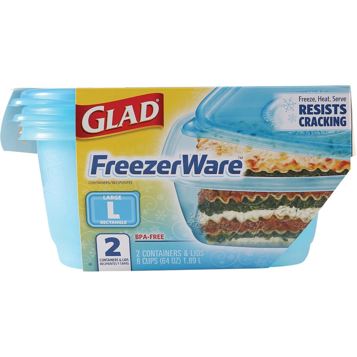Glad Freezerware 64 Oz. Blue Rectangle Container (2-Pack)
