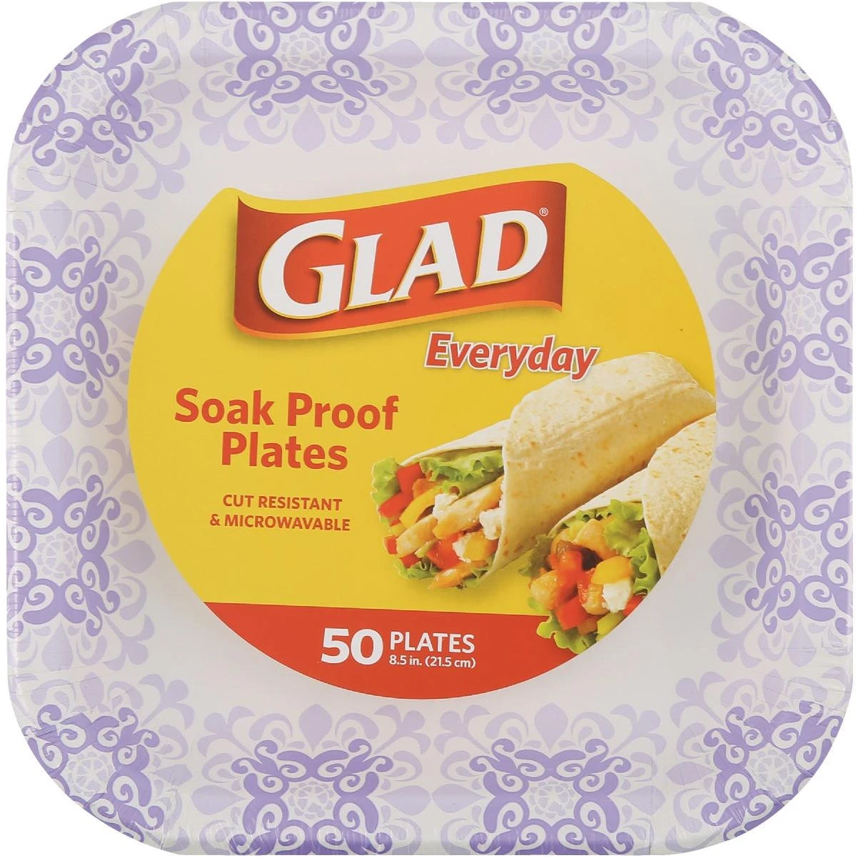 Glad Everyday 8.5 In. Purple Victorian Square Paper Plates (50-Count)