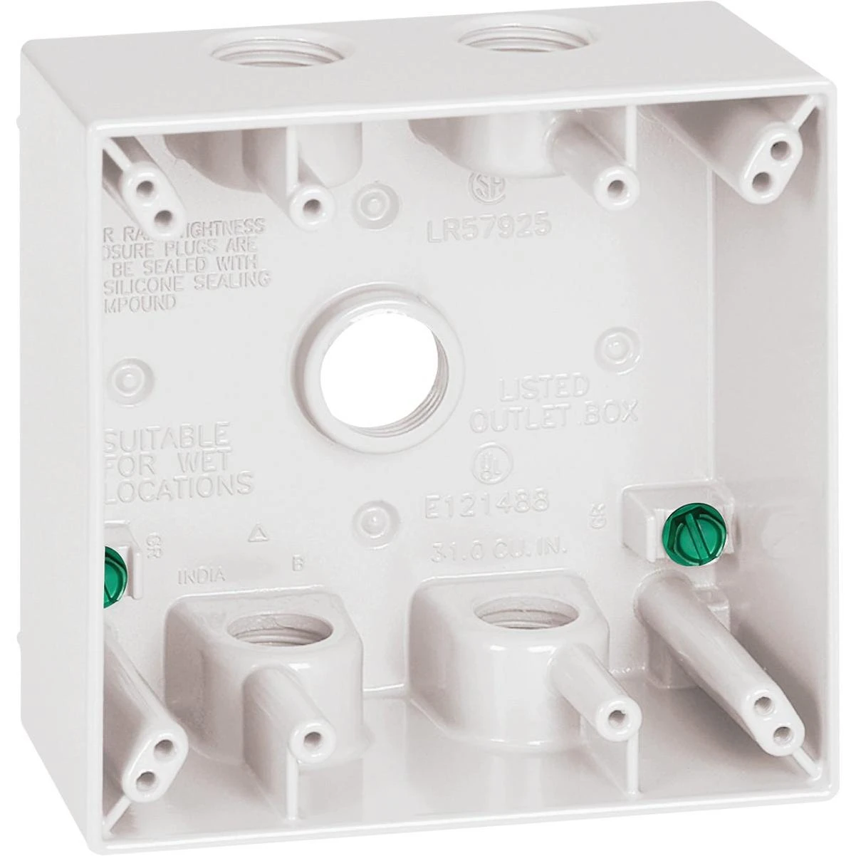 Southwire Dual Gang 1/2 In. 5-Hole White Weatherproof Junction Box
