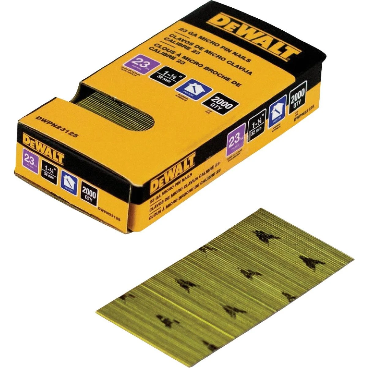DEWALT 1-1/4 In. 23-Gauge Bright Pin Nail (2000 Ct.)