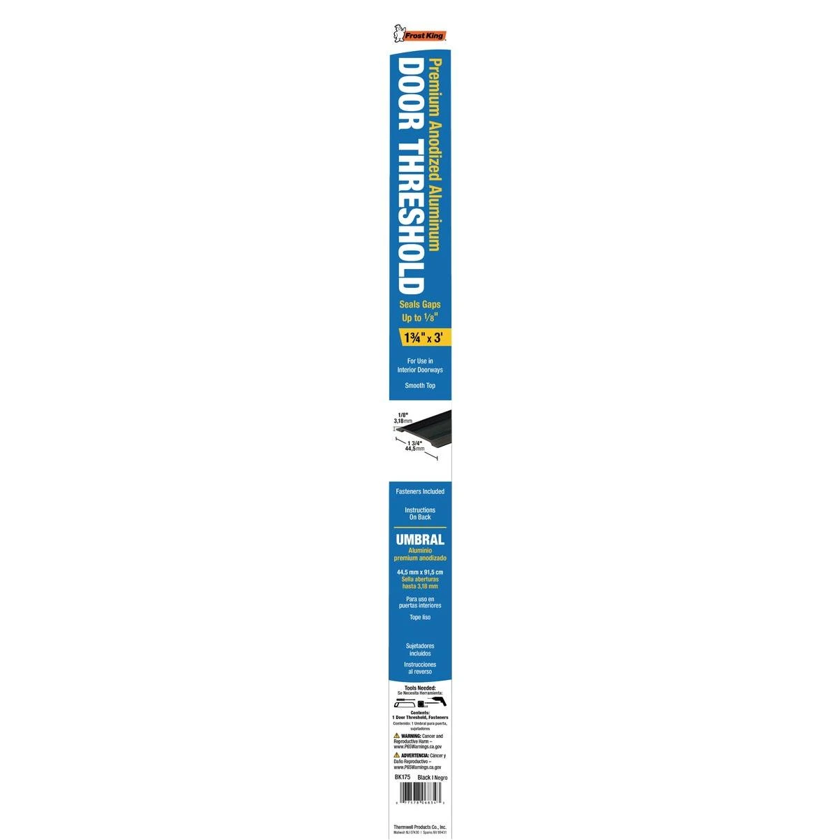Frost King 36 In. x 1-3/4 In. x 1/8 In. Black Aluminum Threshold