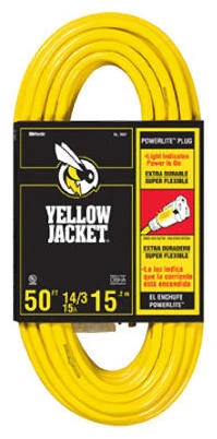 Yellow Jacket Extension Cord, 15A 14-Gauge, 50 Ft.