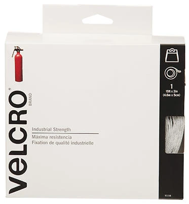 Sticky Back Fastener Tape, Industrial Strength, White, 2 In. x 15 Ft.